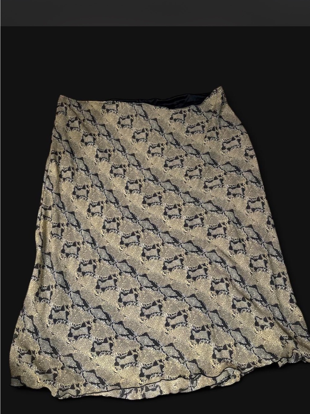 Rene Margot Women's Beige and Black Patterned A-Line Skirt 3XL